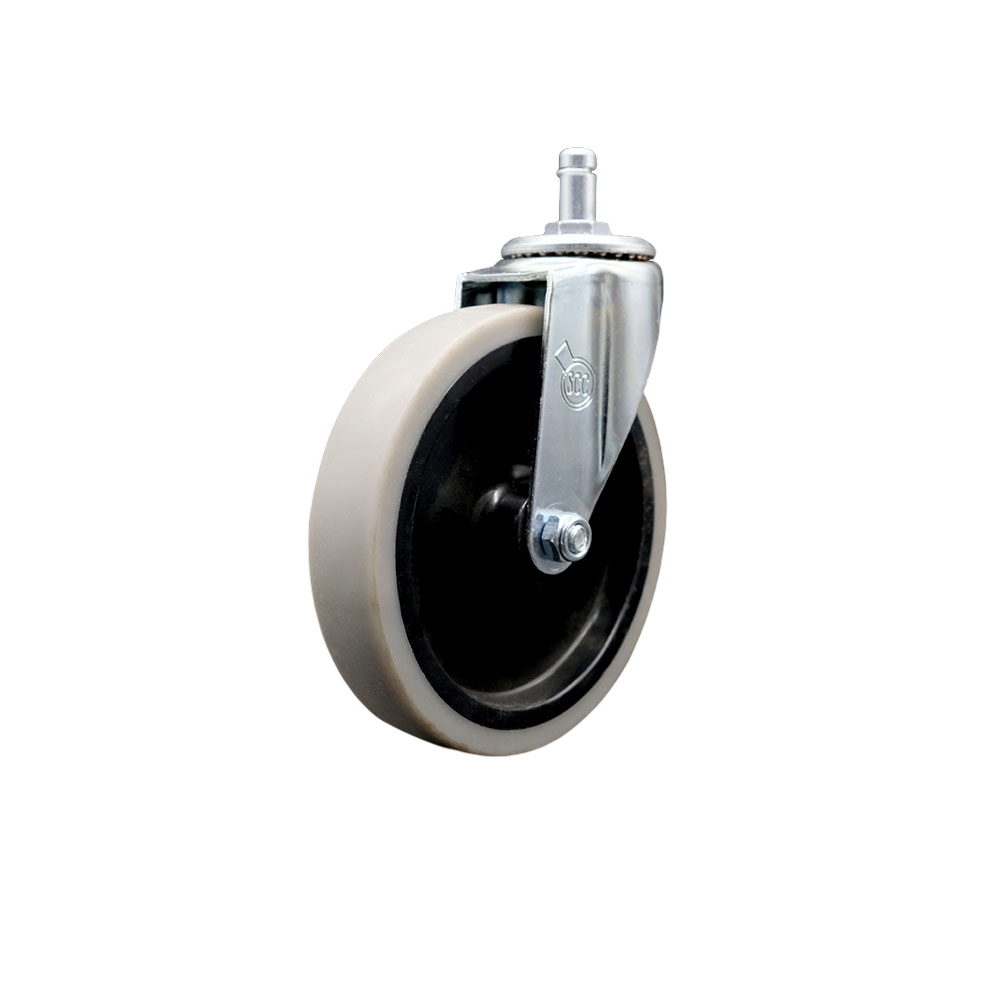 5 Inch Swivel Thermoplastic Rubber Caster Wheel and 7/16 Inch by 7/8 Inch Grip Ring Stem Caster - 130 lbs. Per Caster - Service Caster Brand — photo 1