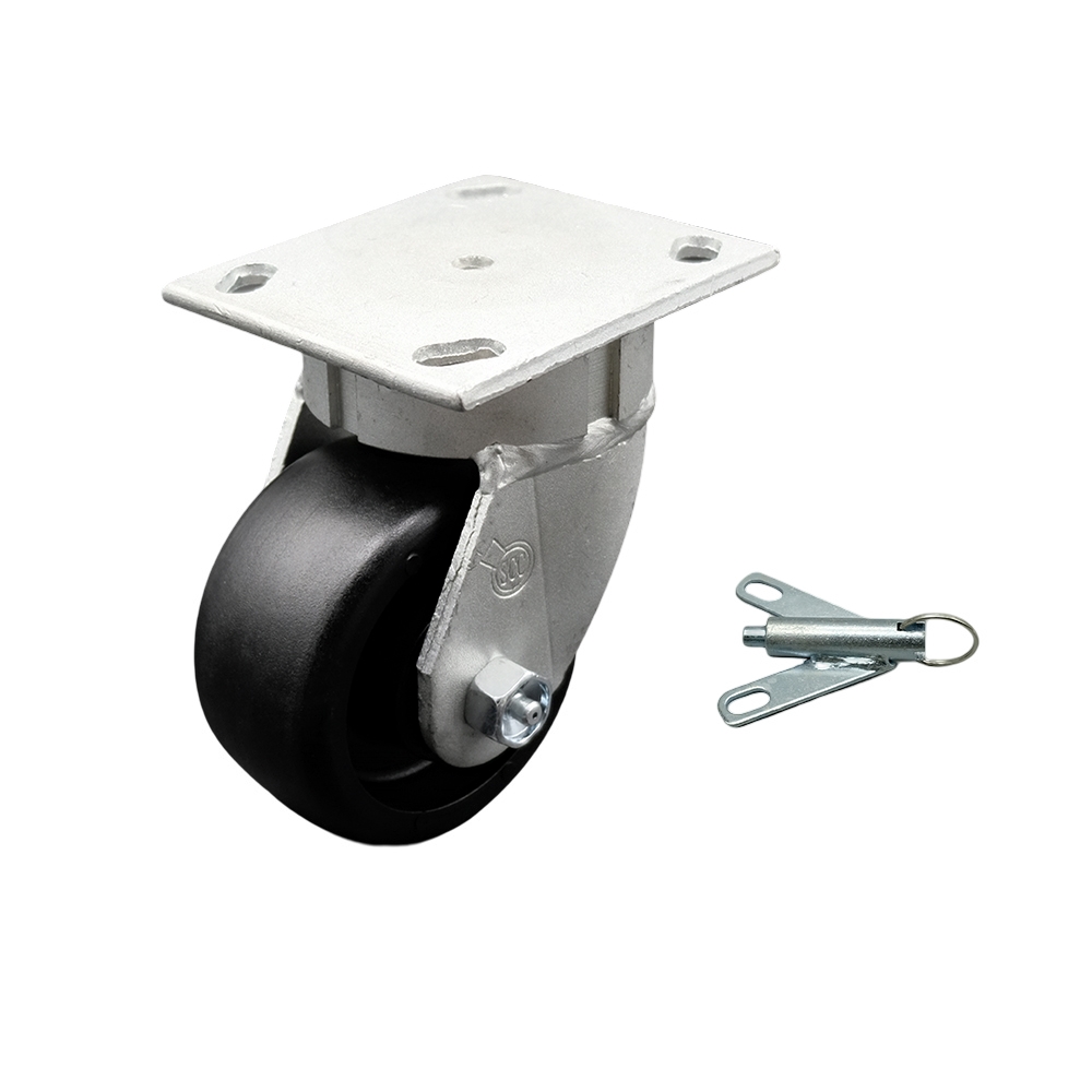 Kingpinless Glass Filled Nylon Swivel Top Plate Caster w/4" x 2" Black Wheel & Bolt on Swivel Lock - 1200 lbs Capacity/Caster - Service Caster Brand — photo 1
