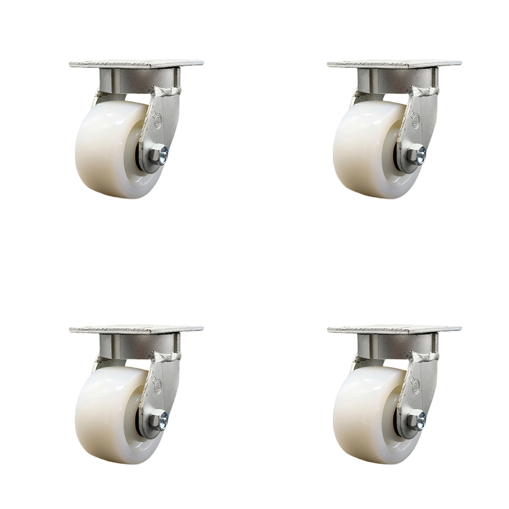 Heavy Duty Kingpinless Swivel Caster Set of 4 with 4 Inch Nylon Wheels and Ball Bearings - Includes 4 Swivel - 3,200 lbs. Total Capacity - Service Caster Brand — photo 1