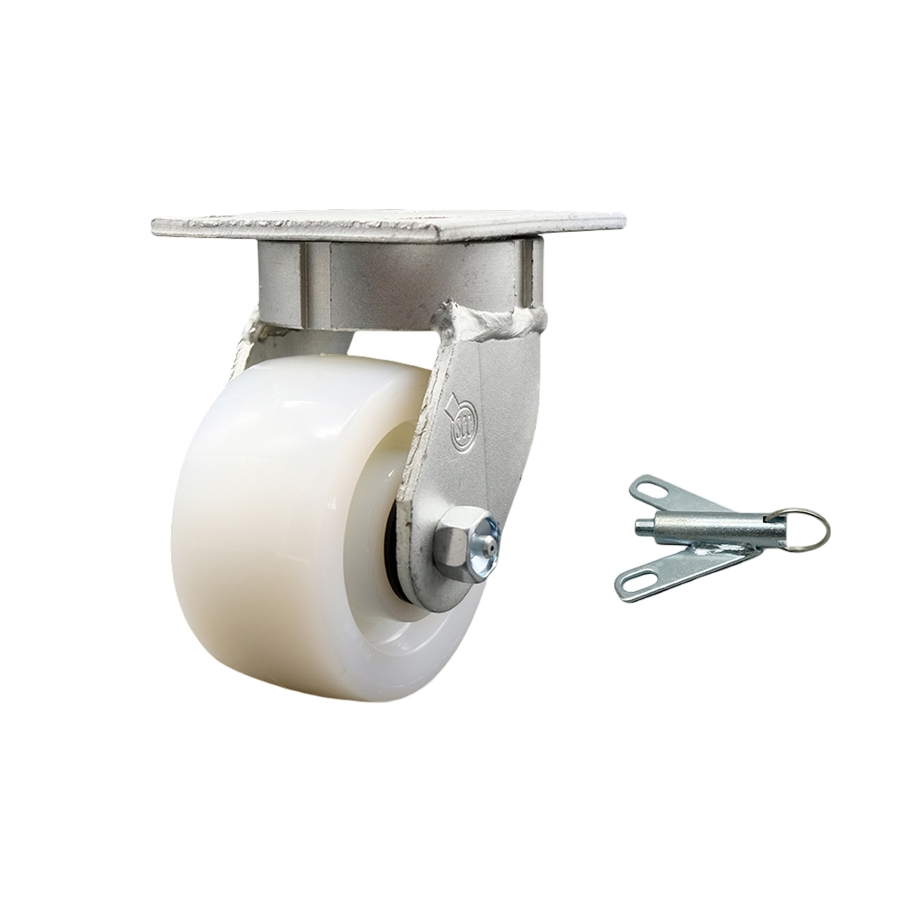 Kingpinless Nylon Swivel Top Plate Caster w/4" x 2" White Wheel & Bolt on Swivel Lock - 800 lbs Capacity/Caster - Service Caster Brand — photo 1