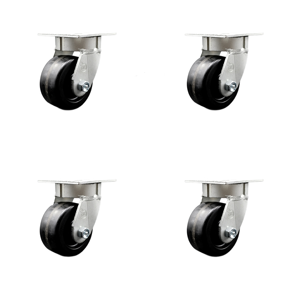Heavy Duty Kingpinless Swivel Caster Set of 4 with 4 Inch Phenolic Wheels and Ball Bearings - Includes 4 Swivel with Bolt on Swivel Locks - 3,200lbs. Total Capacity - Service Caster Brand — photo 1