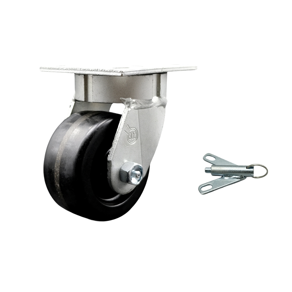 Kingpinless Phenolic Swivel Top Plate Caster w/4" x 2" Black Wheel & Bolt on Swivel Lock - 800 lbs Capacity/Caster - Service Caster Brand — photo 1