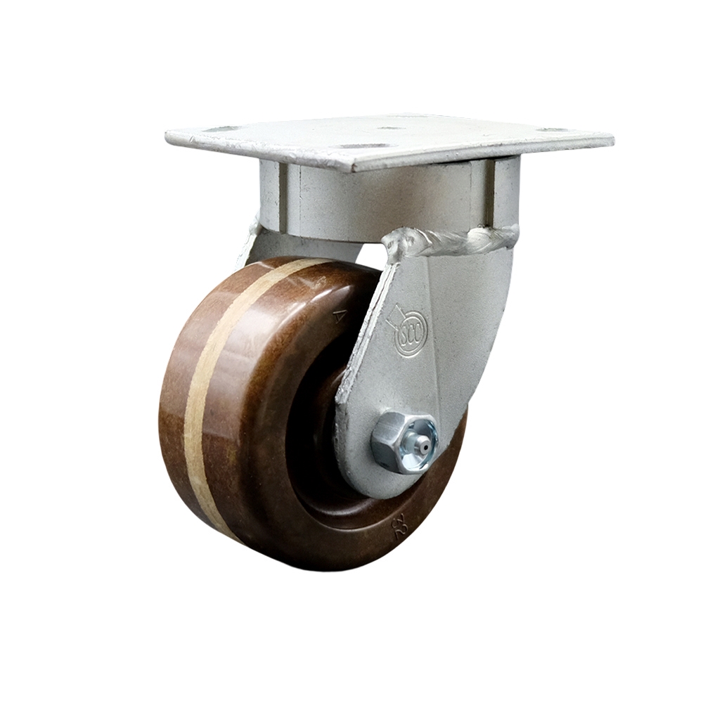 Heavy Duty Kingpinless Swivel Top Plate Caster with 4 Inch High Temperature Glass Filled Nylon Wheel and Bronze Bearings - 600 lbs. Capacity/Caster - Service Caster Brand — photo 1