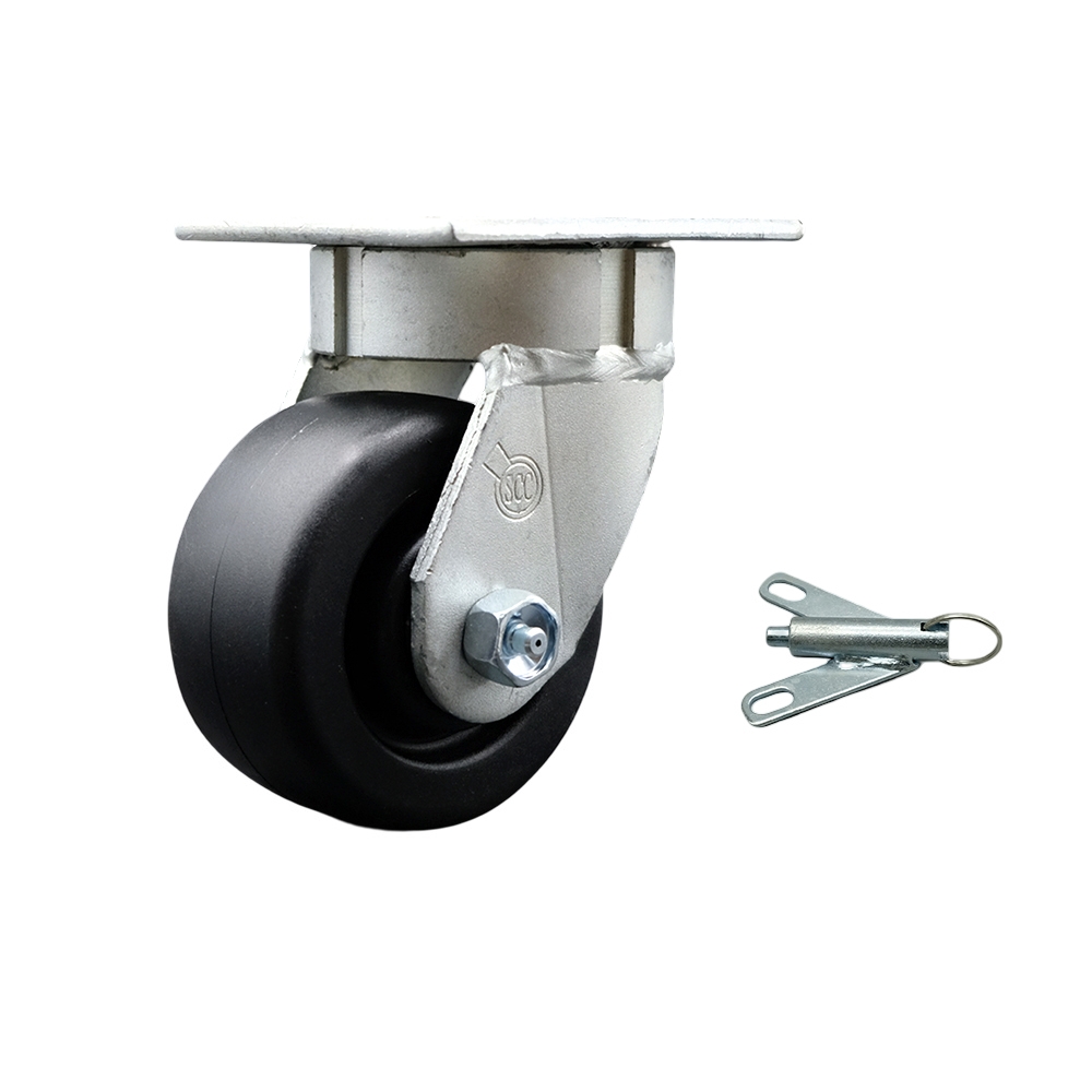 Kingpinless Polyolefin Swivel Top Plate Caster w/4" x 2" Black Wheel & Bolt on Swivel Lock - 500 lbs Capacity/Caster - Service Caster Brand — photo 1