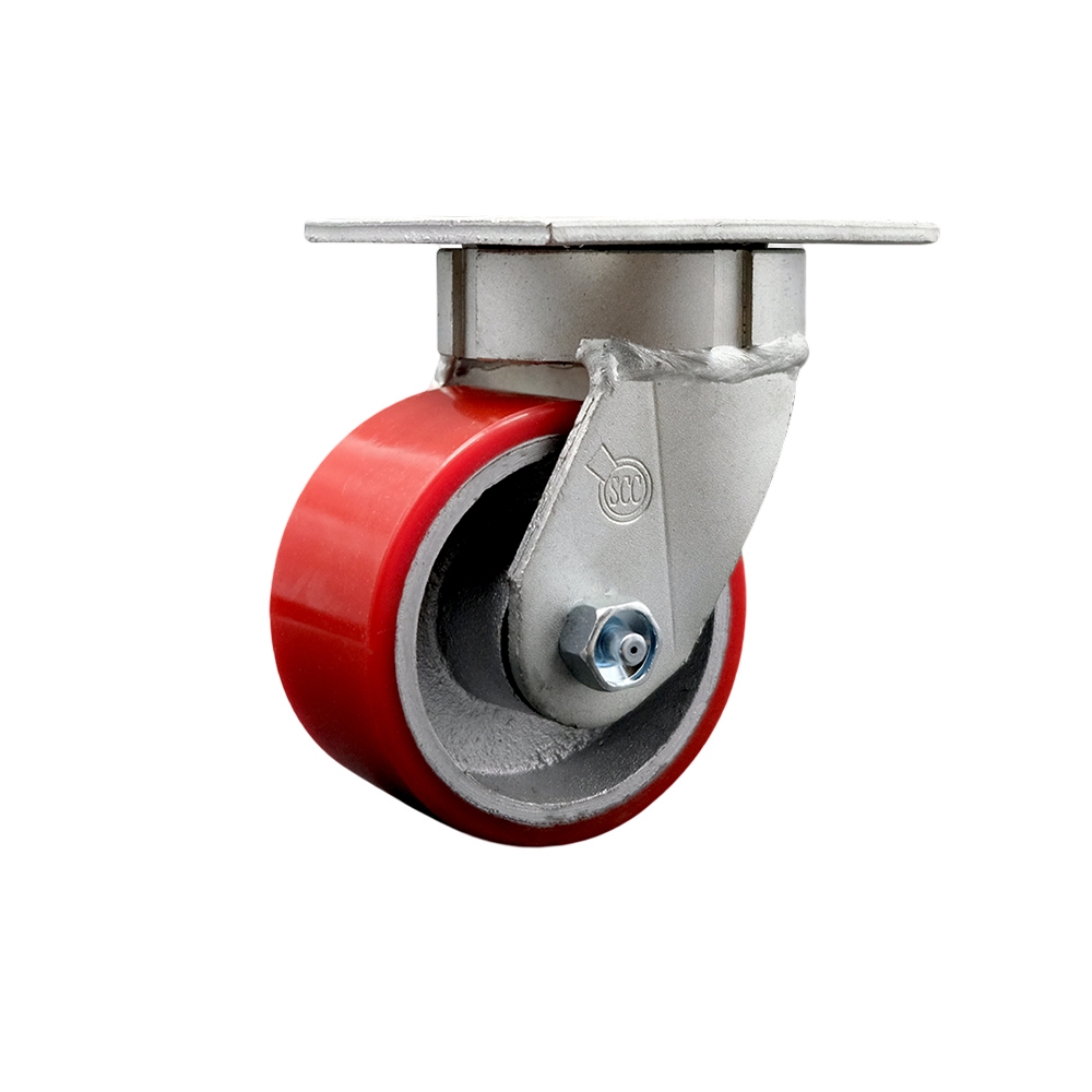Service Caster Brand Replacement Caster for McMaster Carr Caster 22455T15 - Swivel Kingpinless Top Plate Caster with 4 Inch Red Polyurethane on Cast Iron Wheel - 700 lbs. Capacity/Caster — photo 1