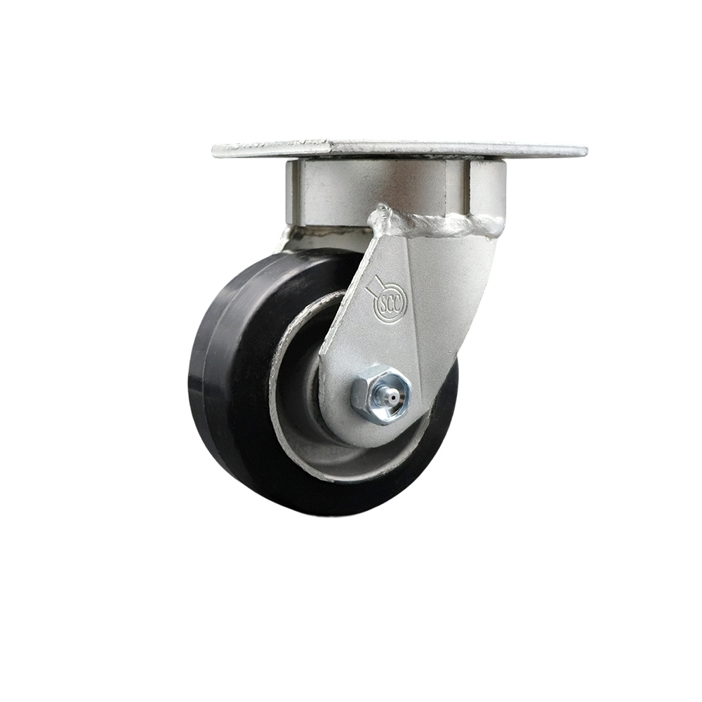 Heavy Duty Kingpinless Swivel Top Plate Caster with 4 Inch Rubber on Aluminum Wheel and Ball Bearings - 400 lbs. Capacity/Caster - Service Caster Brand — photo 1