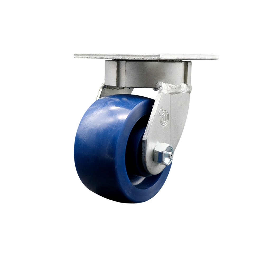 Kingpinless Solid Polyurethane Swivel Top Plate Caster w/4" x 2" Blue Wheel - 700 lbs Capacity/Caster - Service Caster Brand — photo 1