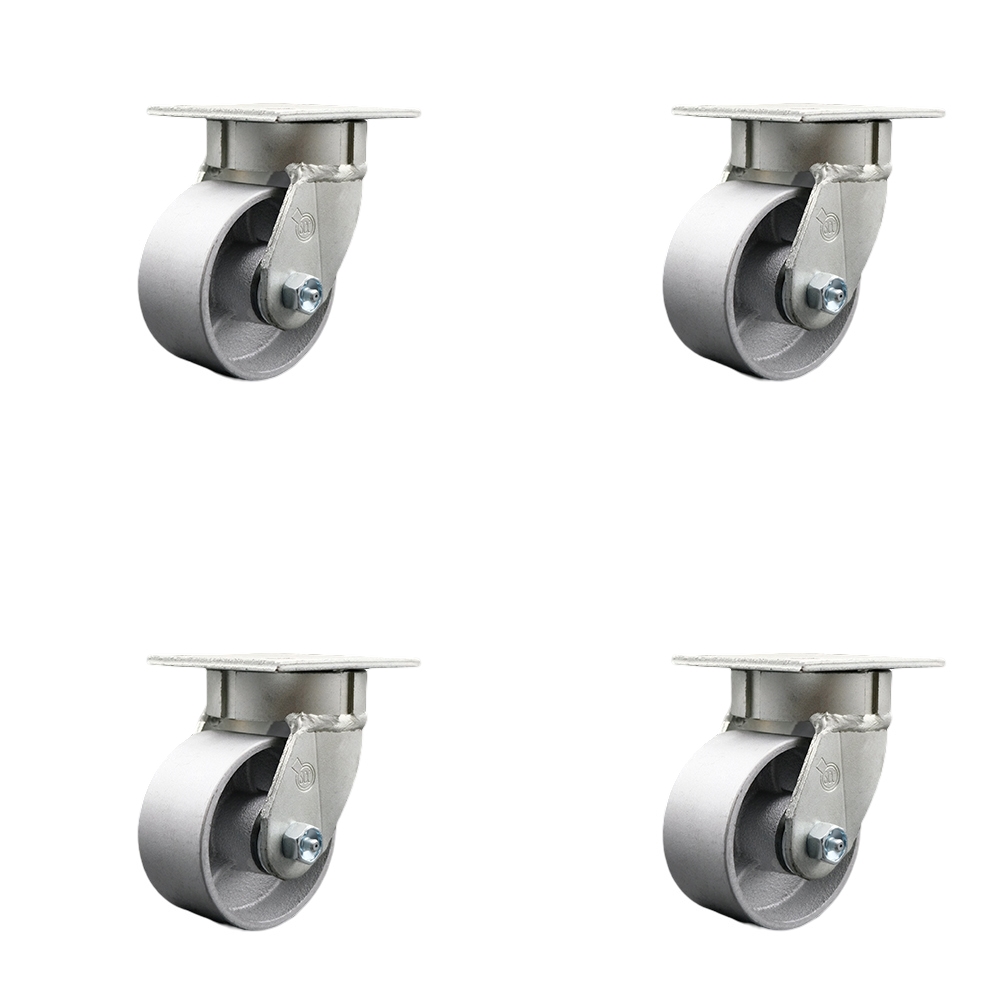 Heavy Duty Kingpinless Swivel Caster Set of 4 with 4 Inch Semi Steel Cast Iron Wheels and Ball Bearings - Includes 4 Swivel - 4,000 lbs. Total Capacity - Service Caster Brand — photo 1