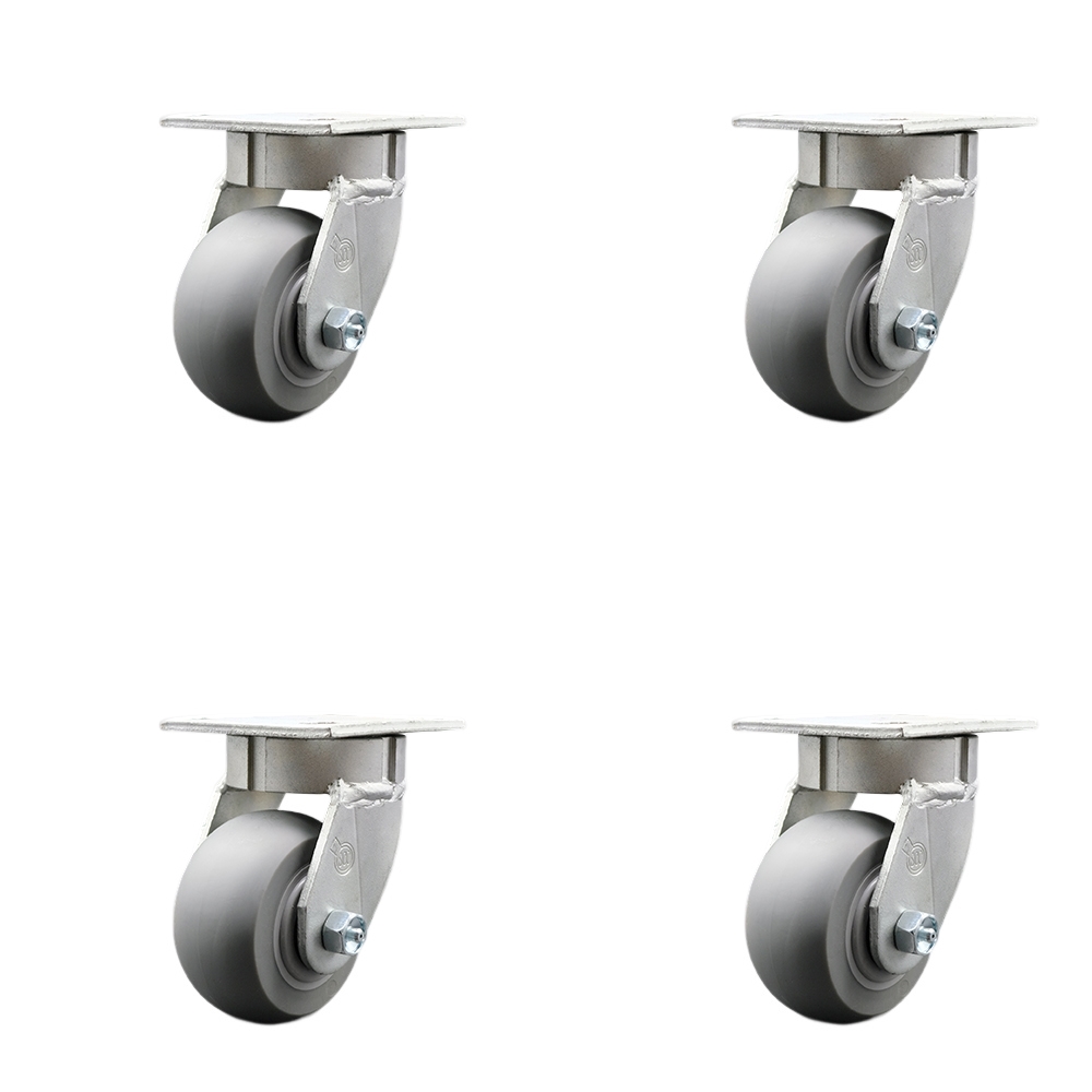Kingpinless Thermo Rubber Donut Tread Swivel Top Plate Caster Set of 4 w/4" x 2" Gray Wheels - Includes 4 Swivel - 1200 lbs Total Capacity - Service Caster Brand — photo 1