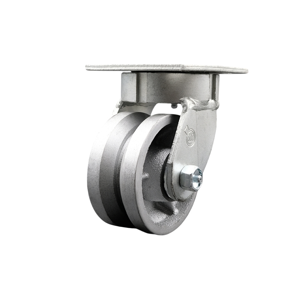 Heavy Duty Kingpinless Swivel Top Plate Caster with 4 Inch V-Groove Semi Steel Cast Iron Wheel and Ball Bearings - 800 lbs. Capacity/Caster - Service Caster Brand — photo 1