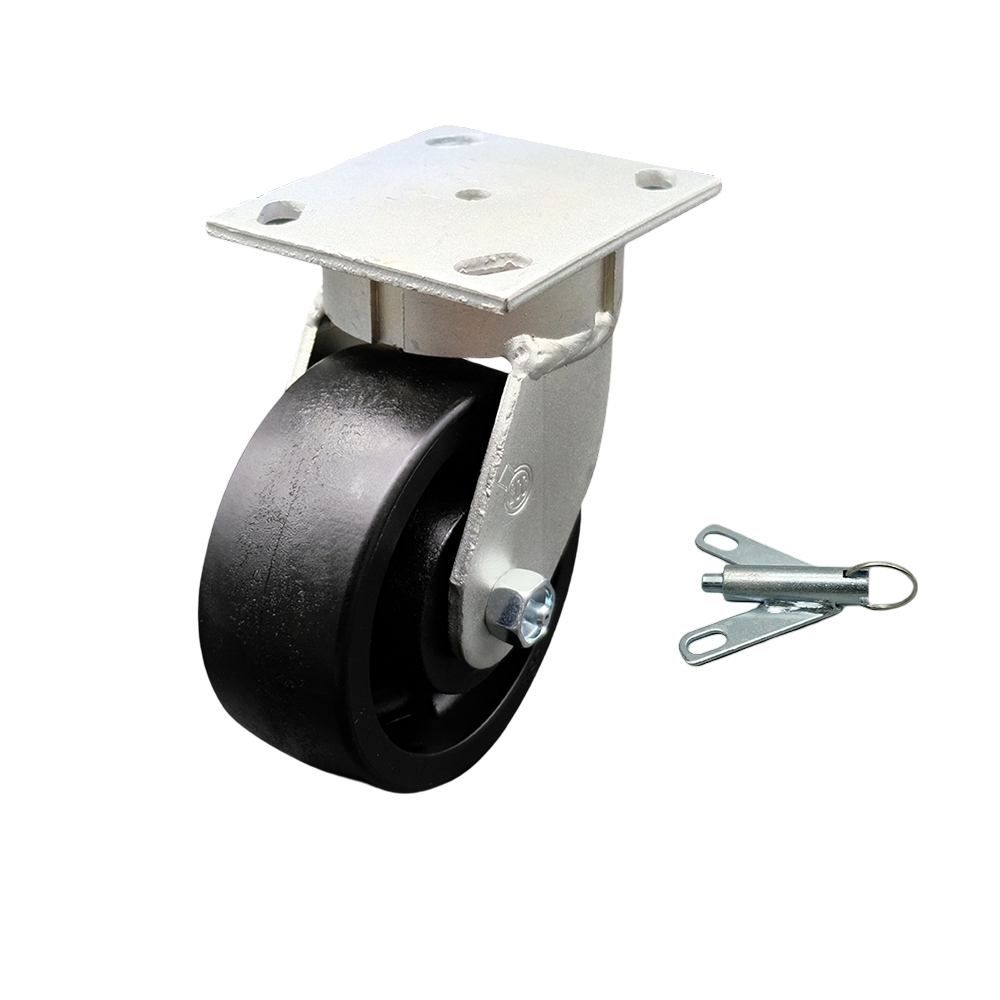 Kingpinless Glass Filled Nylon Swivel Top Plate Caster w/5" x 2" Black Wheel & Bolt on Swivel Lock - 1250 lbs Capacity/Caster - Service Caster Brand — photo 1