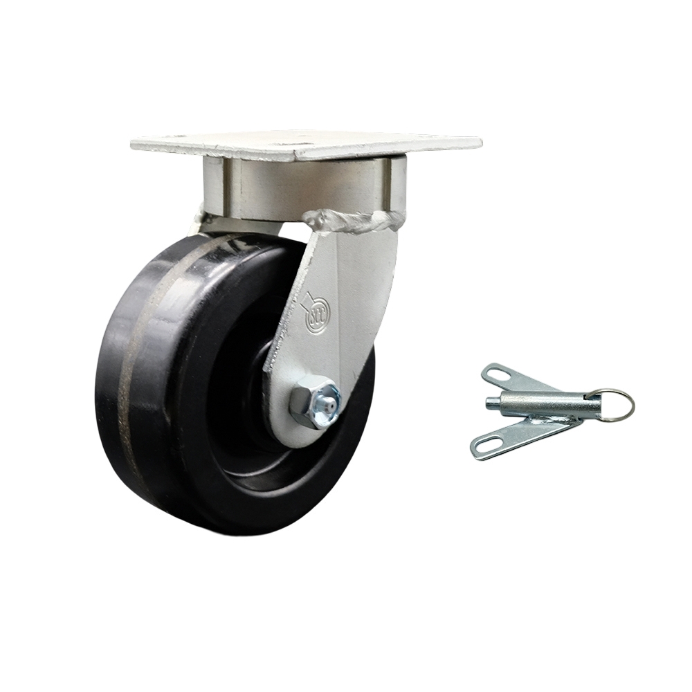 Kingpinless Phenolic Swivel Top Plate Caster w/5" x 2" Black Wheel & Bolt on Swivel Lock - 1000 lbs Capacity/Caster - Service Caster Brand — photo 1