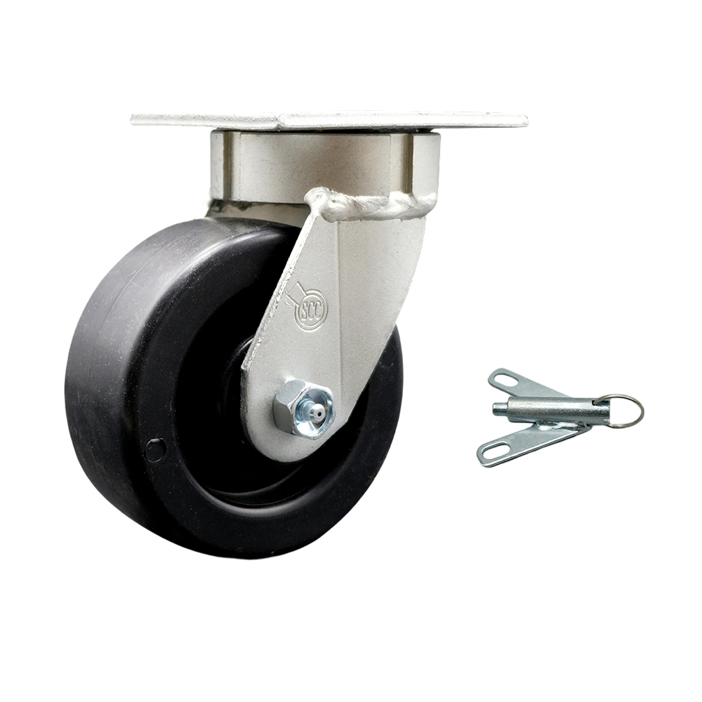 Kingpinless Polyolefin Swivel Top Plate Caster w/5" x 2" Black Wheel & Bolt on Swivel Lock - 650 lbs Capacity/Caster - Service Caster Brand — photo 1