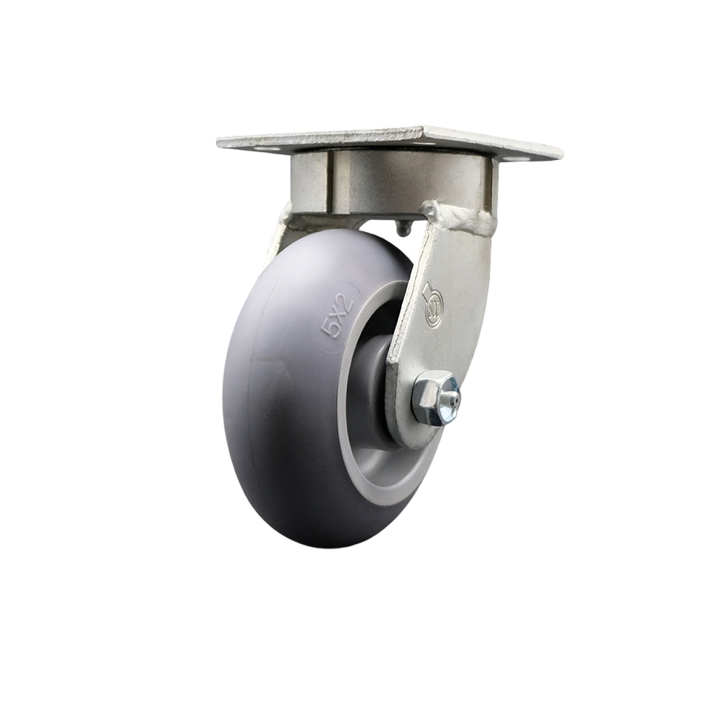 Kingpinless Thermo Rubber Donut Tread Swivel Top Plate Caster w/5" x 2" Gray Wheel - 350 lbs Capacity/Caster - Service Caster Brand — photo 1