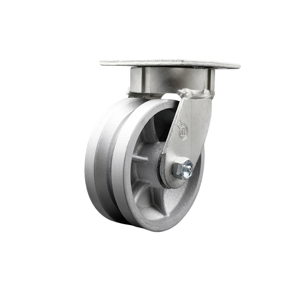 Heavy Duty Kingpinless Swivel Top Plate Caster with 5 Inch V-Groove Semi Steel Cast Iron Wheel and Ball Bearings - 1,100 lbs. Capacity/Caster - Service Caster Brand — photo 1