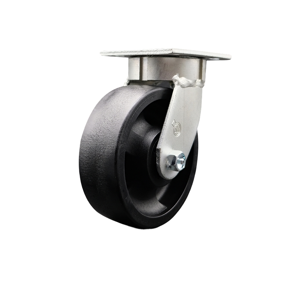 Kingpinless Glass Filled Nylon Swivel Top Plate Caster w/6" x 2" Black Wheel - 1250 lbs Capacity/Caster - Service Caster Brand — photo 1
