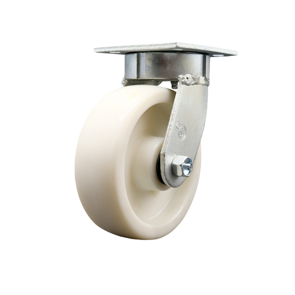 Kingpinless Nylon Swivel Top Plate Caster w/6" x 2" White Wheel - 1250 lbs Capacity/Caster - Service Caster Brand — photo 1
