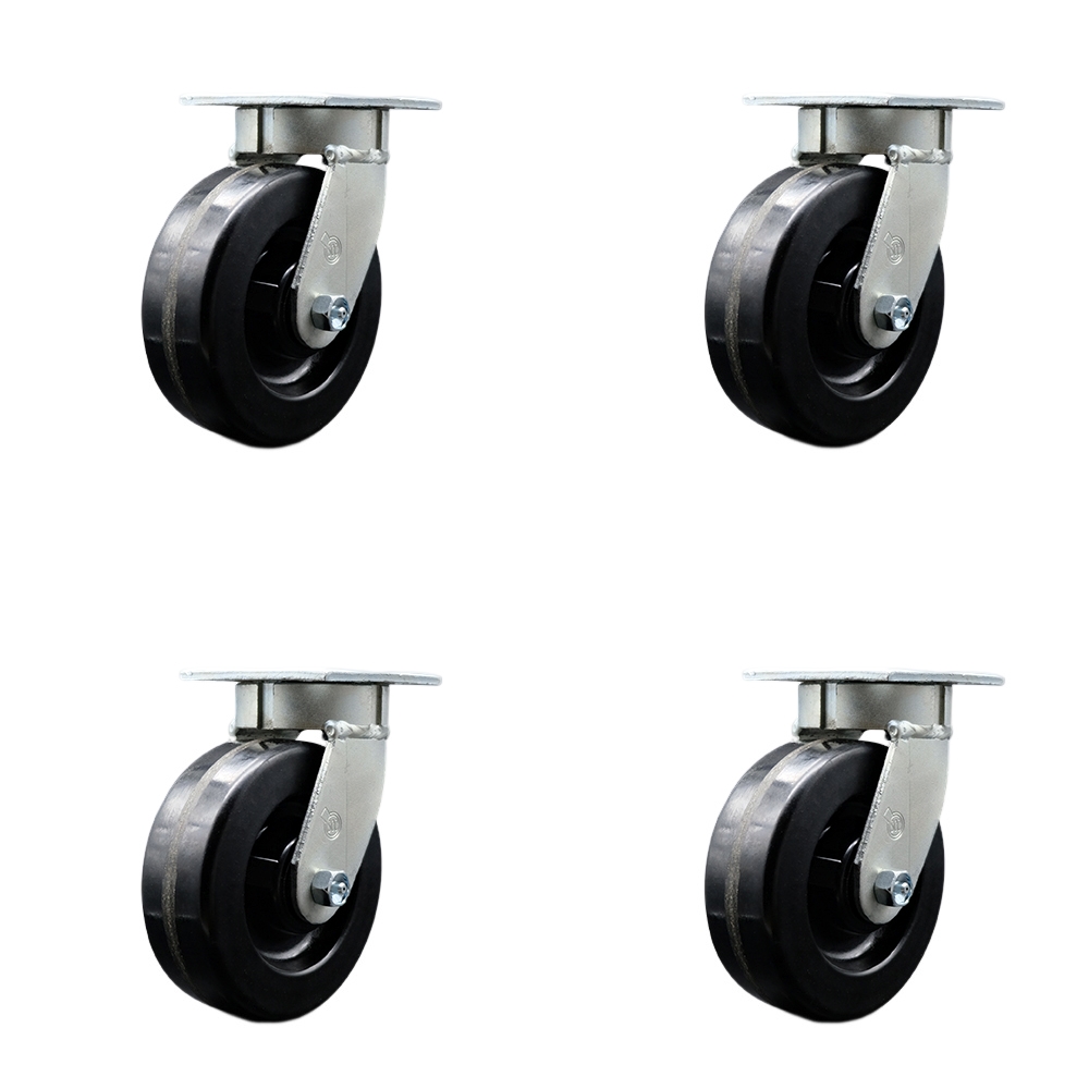 Heavy Duty Kingpinless Swivel Caster Set of 4 with 6 Inch Phenolic Wheels and Ball Bearings - Includes 4 Swivel - 4,800 lbs. Total Capacity - Service Caster Brand — photo 1