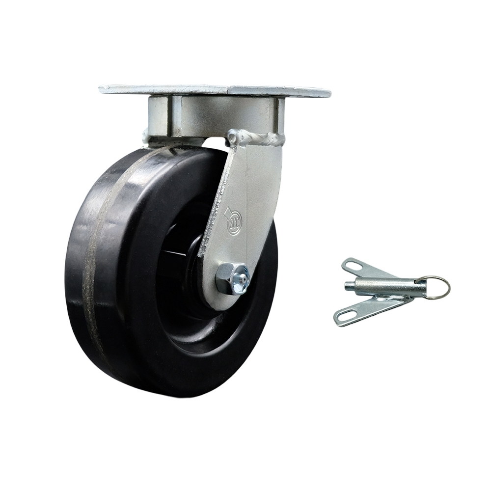 Kingpinless Phenolic Swivel Top Plate Caster w/6" x 2" Black Wheel & Bolt on Swivel Lock - 1200 lbs Capacity/Caster - Service Caster Brand — photo 1