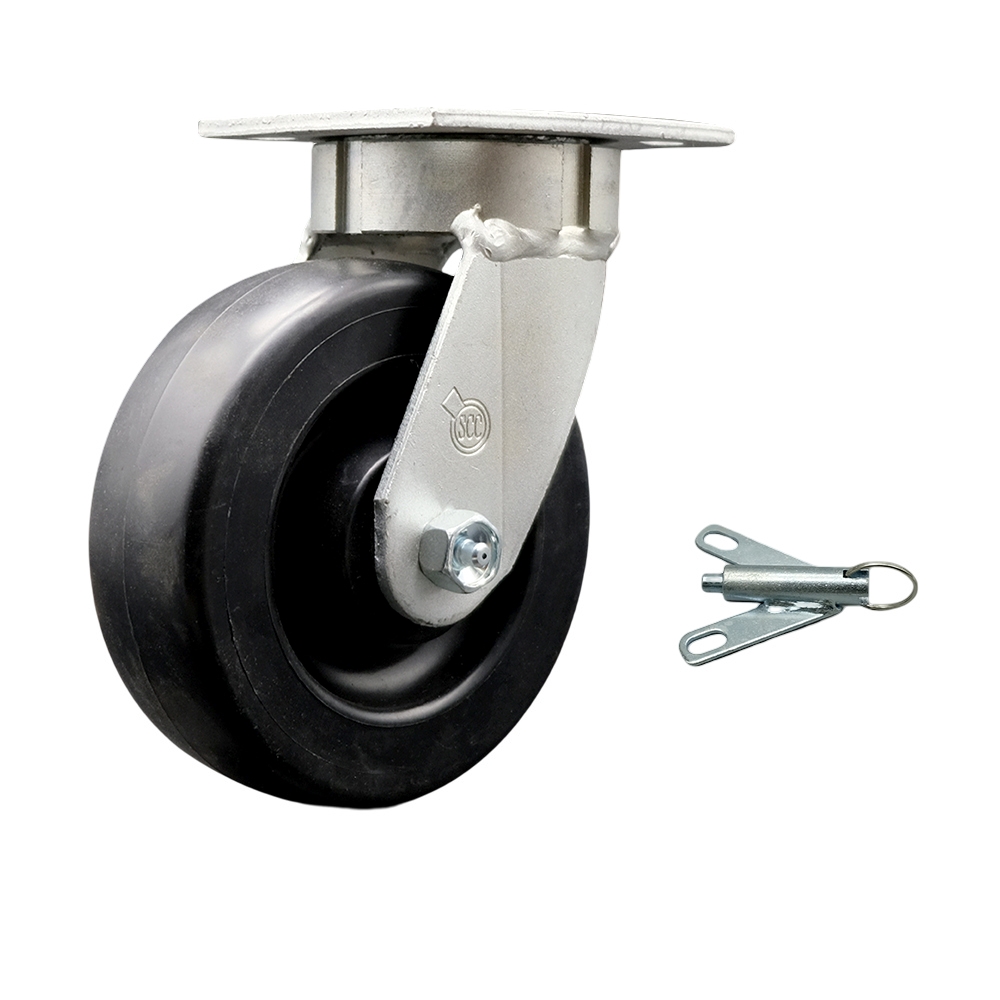 Heavy Duty Kingpinless Swivel Top Plate Caster with Bolt on Swivel Lock and 6 Inch Polyolefin Wheel with Ball Bearings - 700 lbs. Capacity/Caster - Service Caster Brand — photo 1