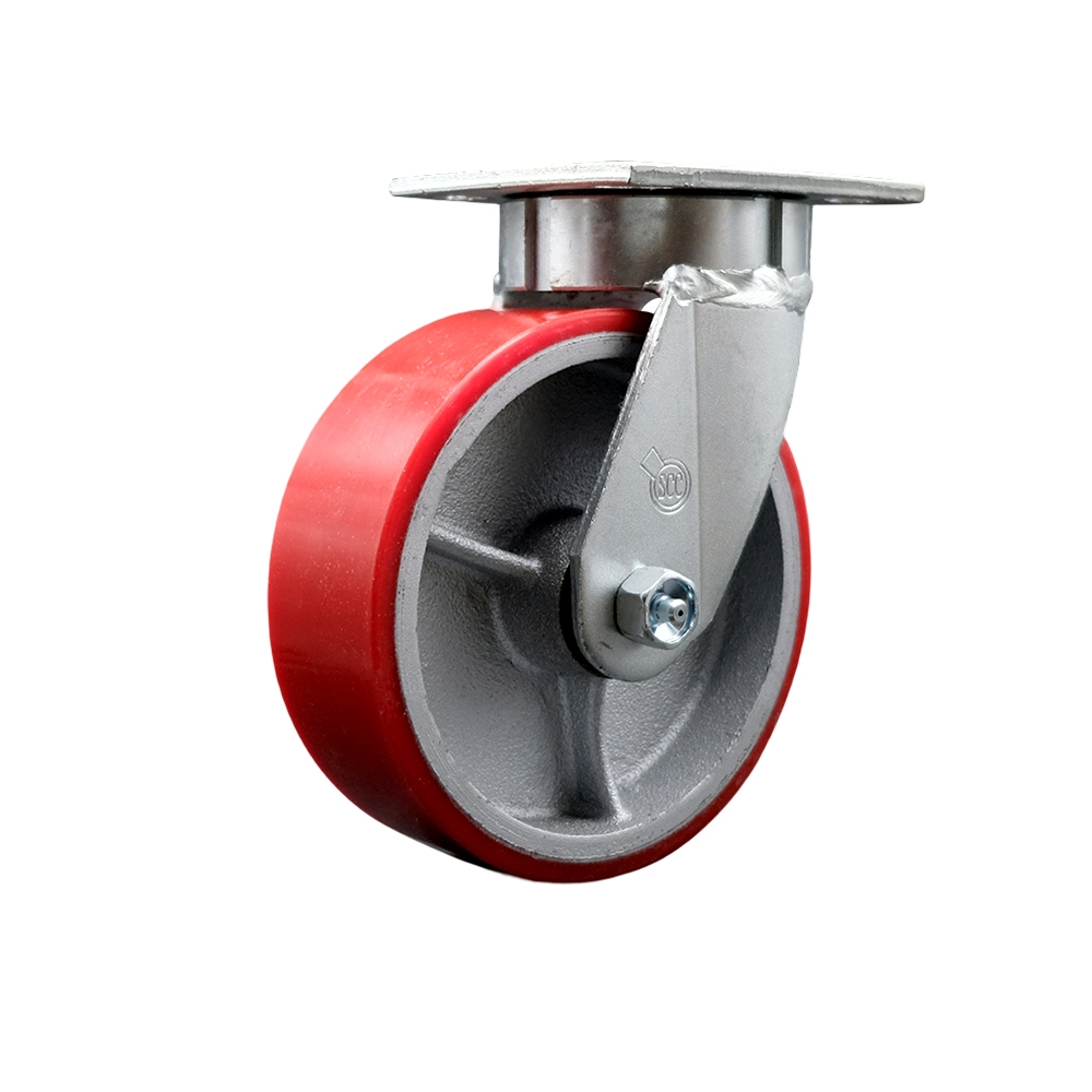 Service Caster Brand Replacement Caster for McMaster Carr Caster 22455T17 - Swivel Kingpinless Top Plate Caster with 6 Inch Red Polyurethane on Cast Iron Wheel - 1,200 lbs. Capacity/Caster — photo 1