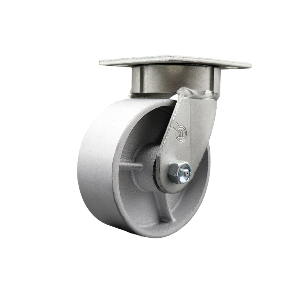 Kingpinless Semi Steel Cast Iron Swivel Top Plate Caster w/6" x 2" Silver Wheel - 1200 lbs Capacity/Caster - Service Caster Brand — photo 1