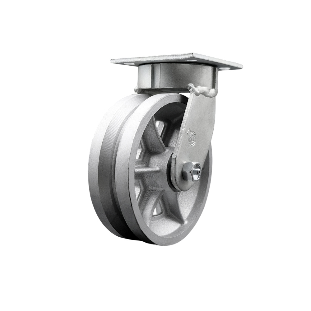 Heavy Duty Kingpinless Swivel Top Plate Caster with 6 Inch V-Groove Semi Steel Cast Iron Wheel and Bronze Bearings - 1,200 lbs. Capacity/Caster - Service Caster Brand — photo 1