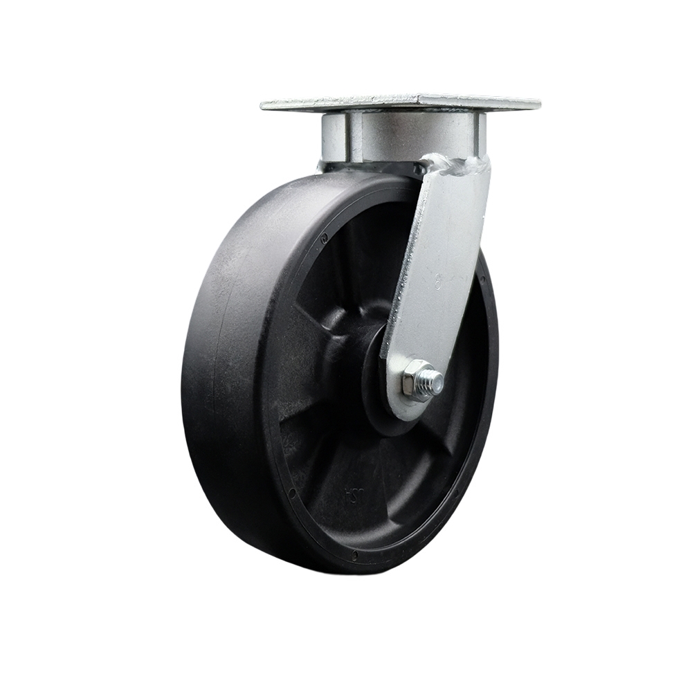 Kingpinless Glass Filled Nylon Swivel Top Plate Caster w/8" x 2" Black Wheel - 1250 lbs Capacity/Caster - Service Caster Brand — photo 1