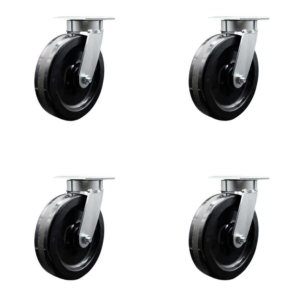 Heavy Duty Kingpinless Swivel Caster Set of 4 with 8 Inch Phenolic Wheels and Ball Bearings - Includes 4 Swivel - 5,000 lbs. Total Capacity - Service Caster Brand — photo 1