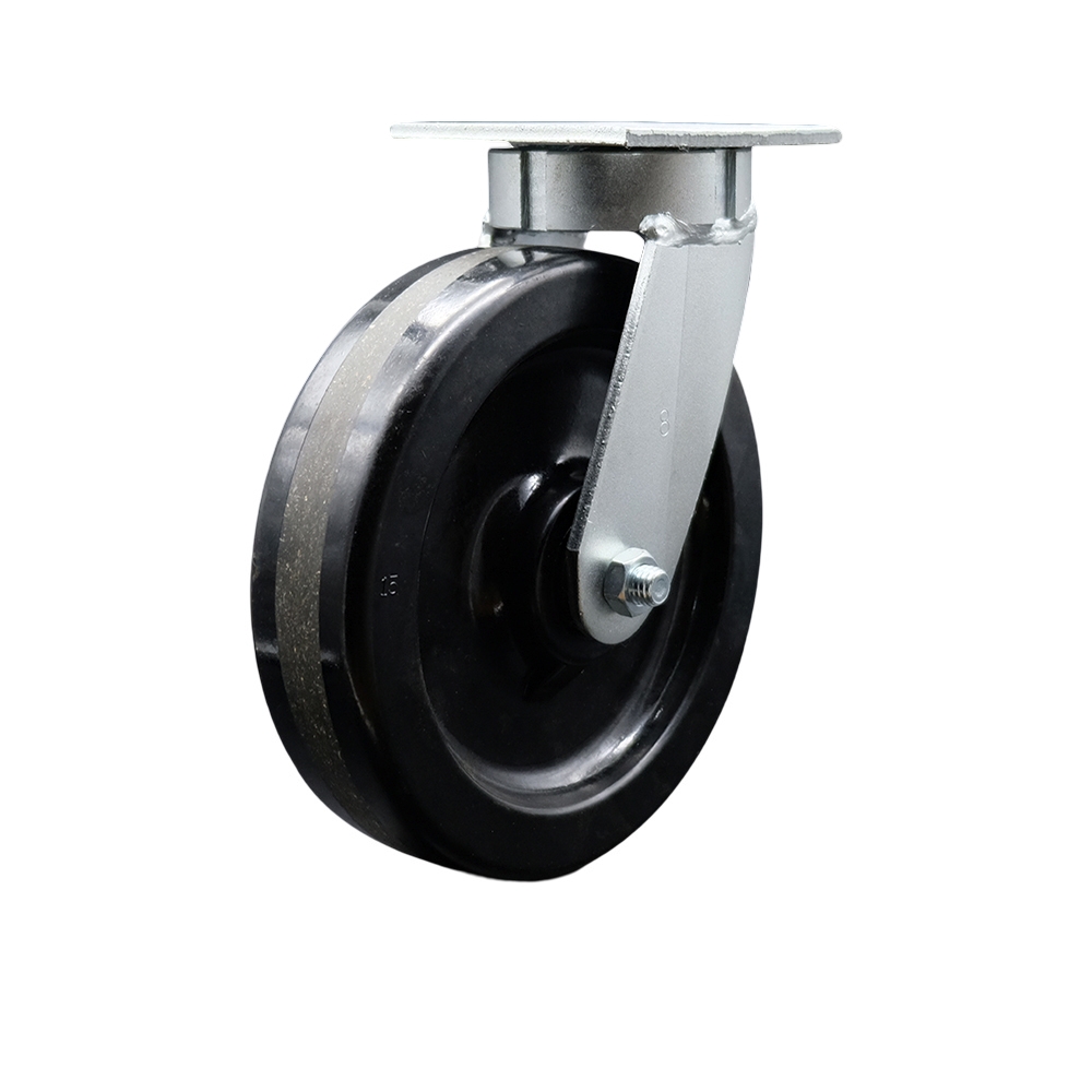 Heavy Duty Kingpinless Swivel Top Plate Caster with 8 Inch Phenolic Wheel and Ball Bearings - 1,250 lbs. Capacity/Caster - Service Caster Brand — photo 1
