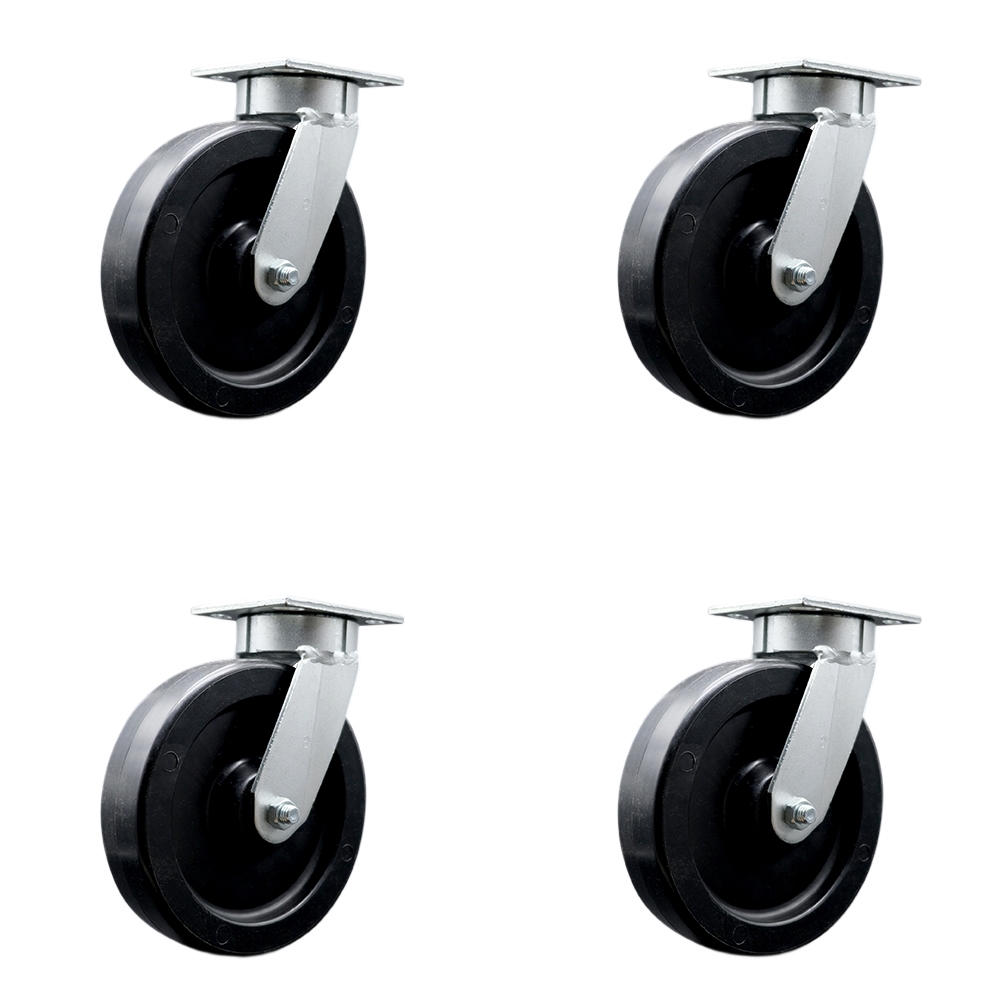 Heavy Duty Kingpinless Swivel Caster Set of 4 with 8 Inch Polyolefin Wheels and Ball Bearings - Includes 4 Swivel - 3,600 lbs. Total Capacity - Service Caster Brand — photo 1