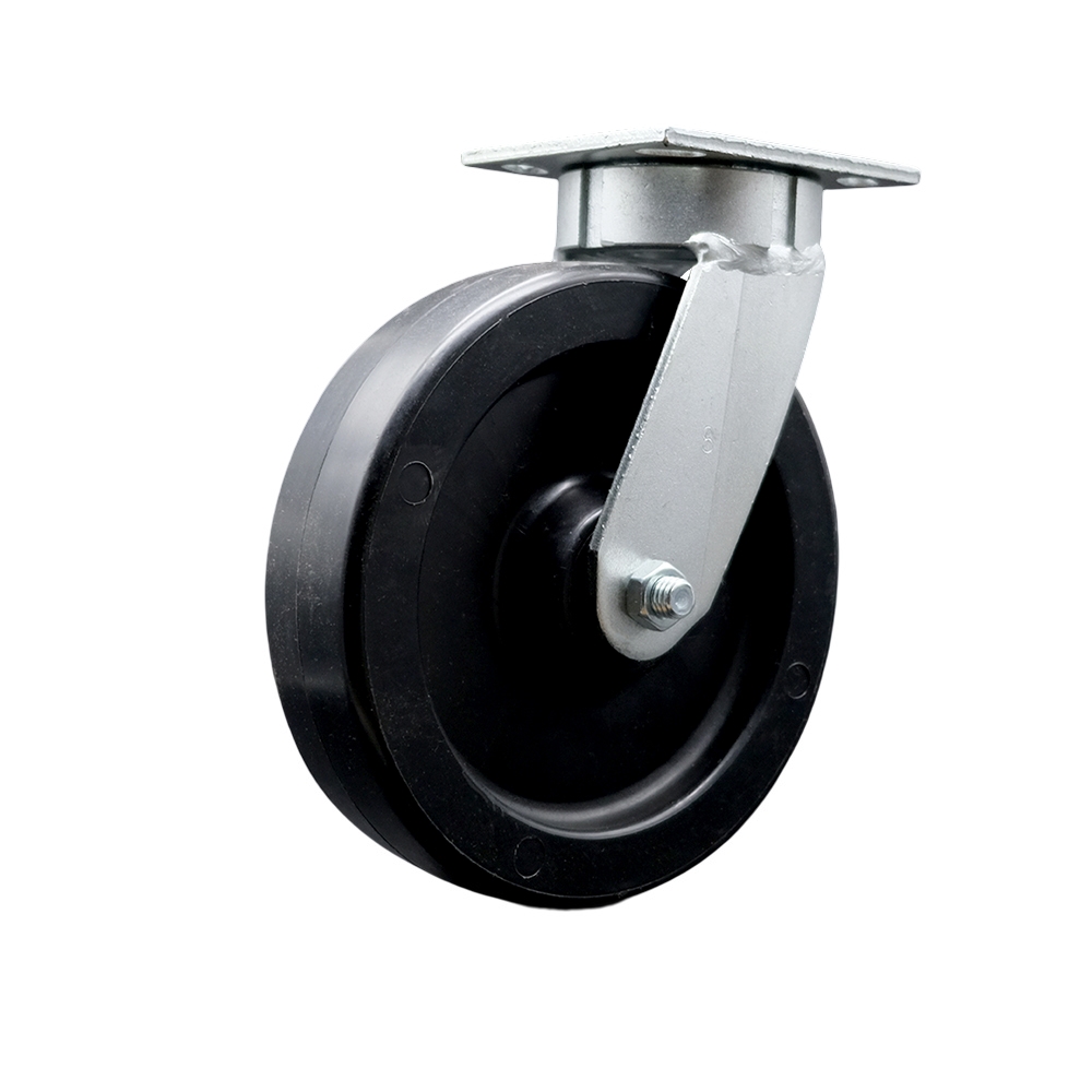 Kingpinless Polyolefin Swivel Top Plate Caster w/8" x 2" Black Wheel - 900 lbs Capacity/Caster - Service Caster Brand — photo 1