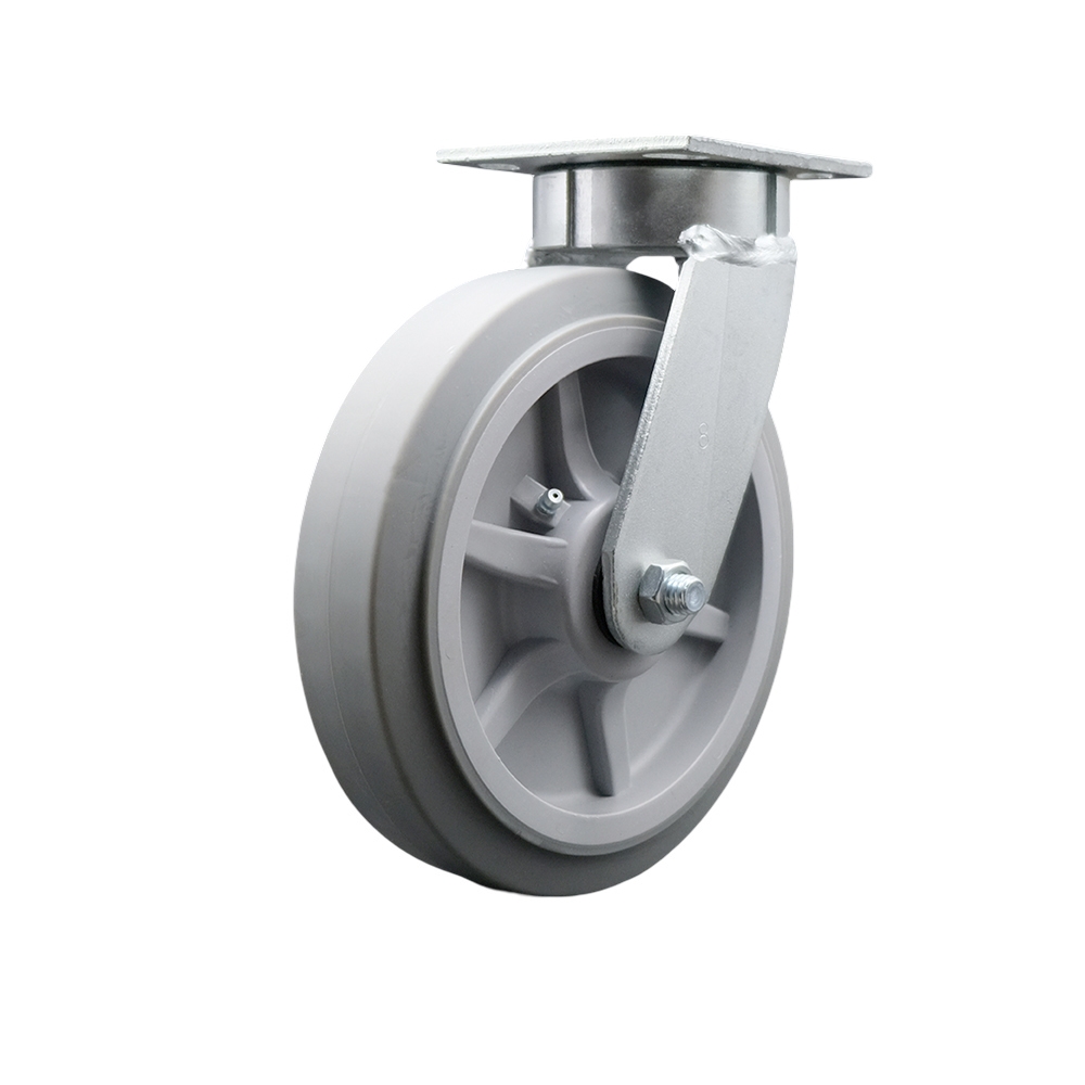 Heavy Duty Kingpinless Swivel Top Plate Caster with 8 Inch Thermoplastic Rubber Flat Tread Wheel and Ball Bearings - 600 lbs. Capacity/Caster - Service Caster Brand — photo 1