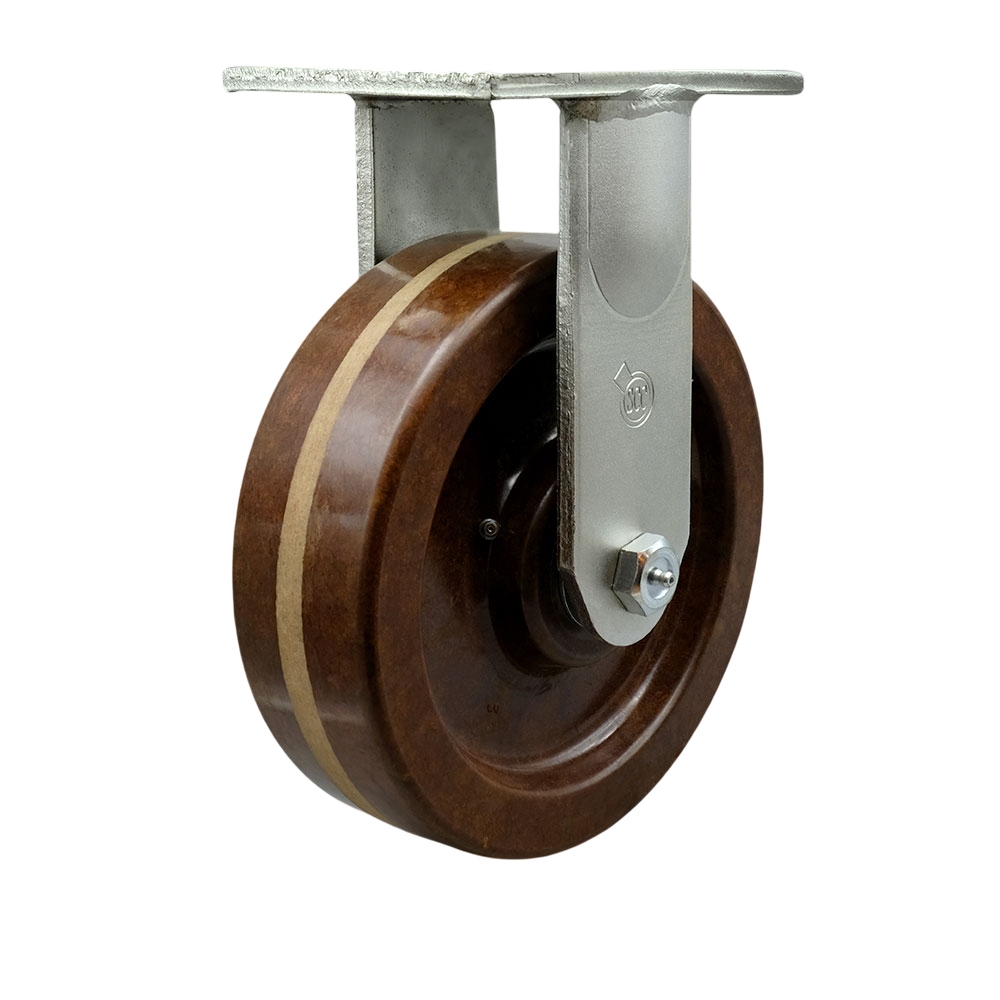 Extra Heavy Duty Kingpinless 12” x 3” High Temperature Phenolic Rigid Caster for Cranes, Gantries, Hoists, and Winches – 3,500 lbs Per Caster - Service Caster Brand — photo 1