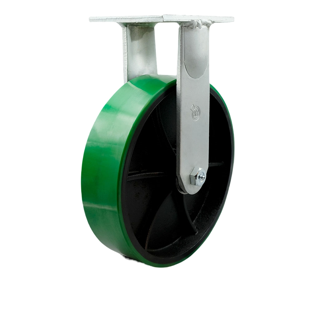 12 Inch Rigid Top Plate Extra Heavy Duty Caster with Green Polyurethane on Cast Iron Wheel - Heavy Duty Caster Wheel - Industrial Caster - 3,500 lbs. Capacity/Caster - Service Caster Brand — photo 1