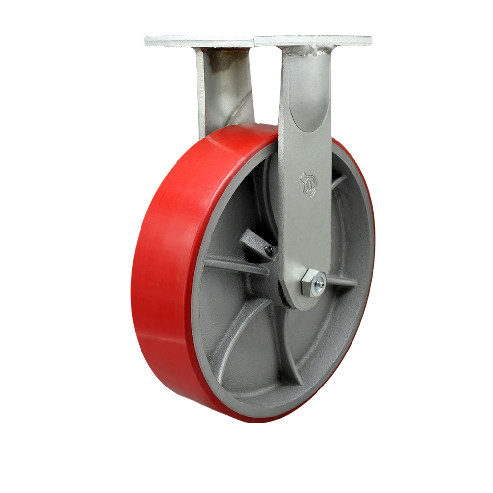 Extra Heavy Duty Kingpinless 12” x 3” Red Polyurethane Tread on Metal Core Rigid Caster for Cranes, Gantries, Hoists, and Winches – 3,500 lbs Per Caster - Service Caster Brand — photo 1
