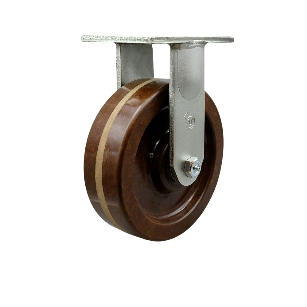 8 Inch Rigid Top Plate Extra Heavy Duty Caster with High Temperature Phenolic Wheel - Heavy Duty Caster Wheel - Industrial Caster - 2,500 lbs. Capacity/Caster - Service Caster Brand — photo 1