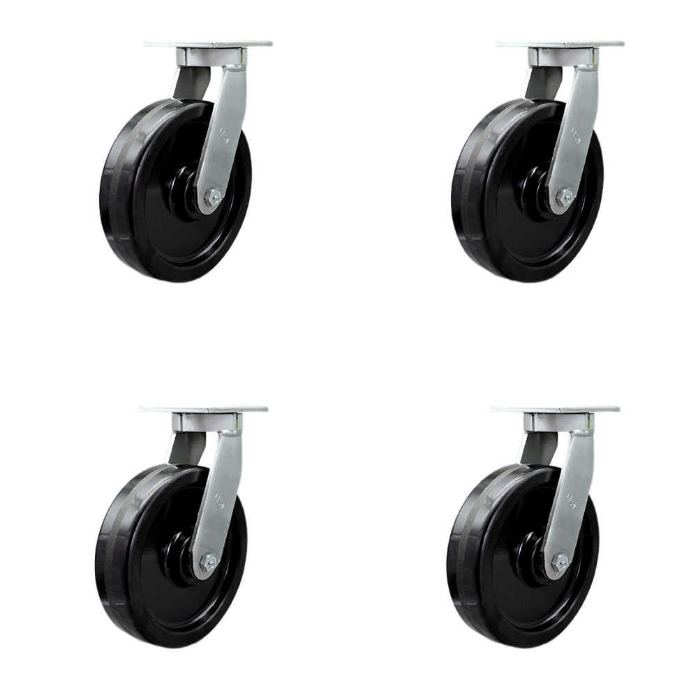 10 Inch Swivel Top Plate Caster Set Extra Heavy Duty Casters with Phenolic Wheels - Includes 4 Swivel - Casters Set of 4 Heavy Duty - 12,000 lbs. Total Capacity - Service Caster Brand — photo 1