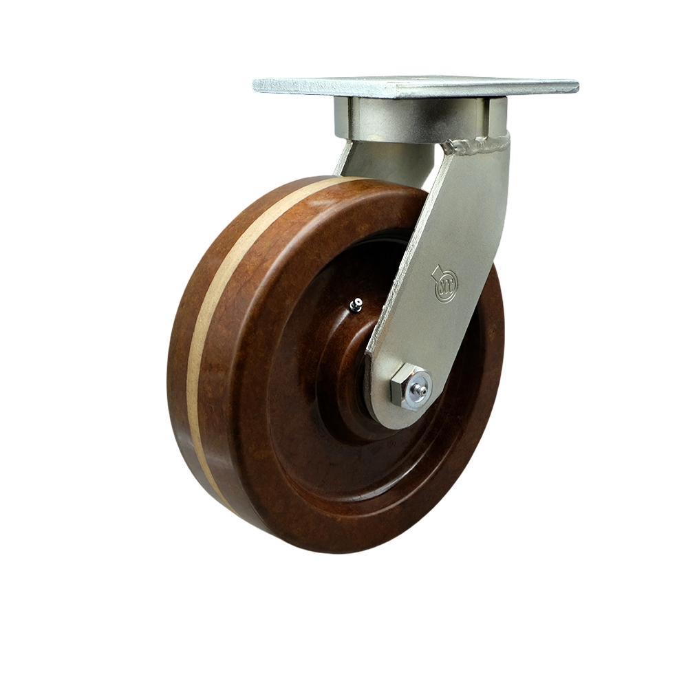 Extra Heavy Duty Kingpinless 10” x 3” High Temperature Phenolic Swivel Caster for Cranes, Gantries, Hoists, and Winches - 2,900 lbs Per Caster - Service Caster Brand — photo 1