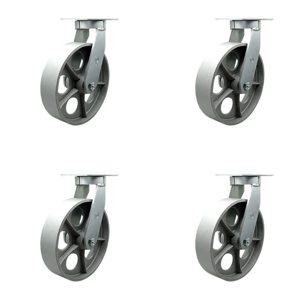 10 Inch Swivel Top Plate Caster Set Extra Heavy Duty Casters with Semi Steel Cast Iron Wheels - Includes 4 Swivel - Casters Set of 4 Heavy Duty - 12,000 lbs. Total Capacity - Service Caster Brand — photo 1
