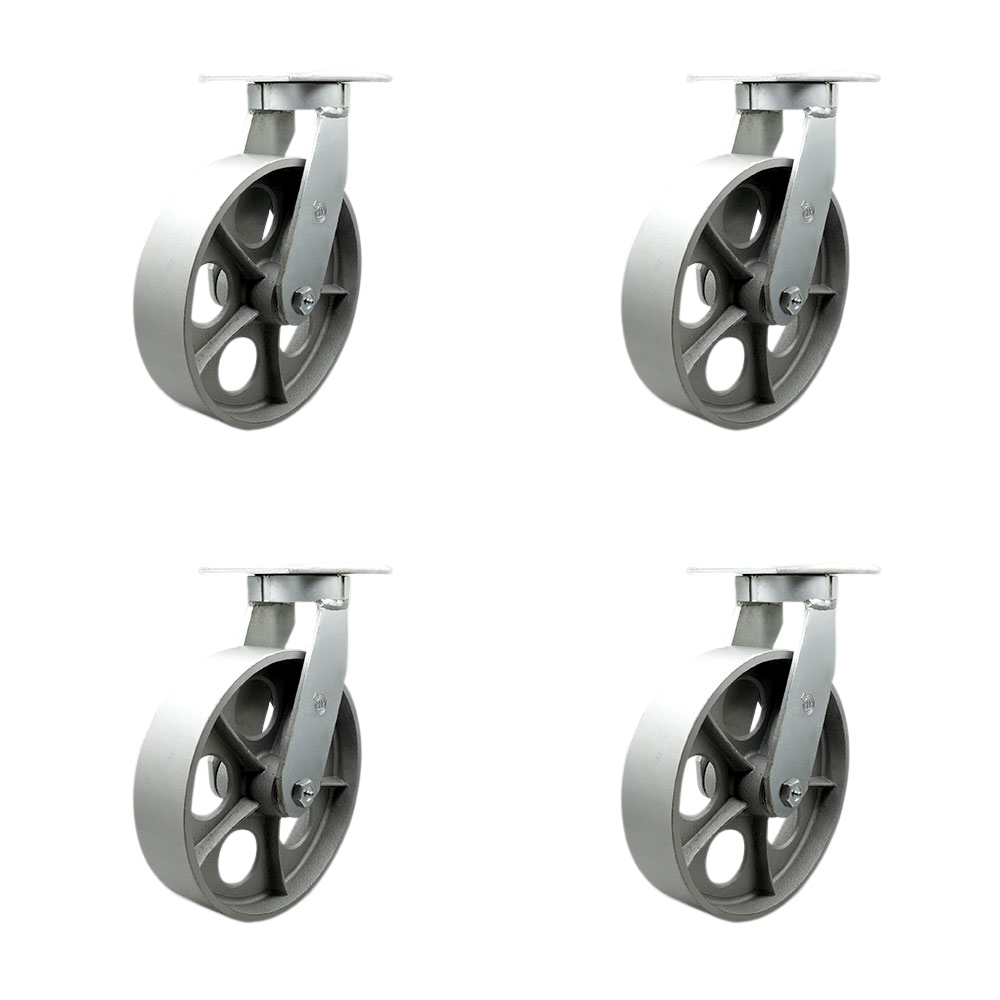10 Inch Swivel Top Plate Caster Set Extra Heavy Duty Casters with Semi Steel Cast Iron Wheels - Includes 4 Swivel with 2 Bolt on Swivel Locks - Casters Set of 4 Heavy Duty - Service Caster Brand — photo 1