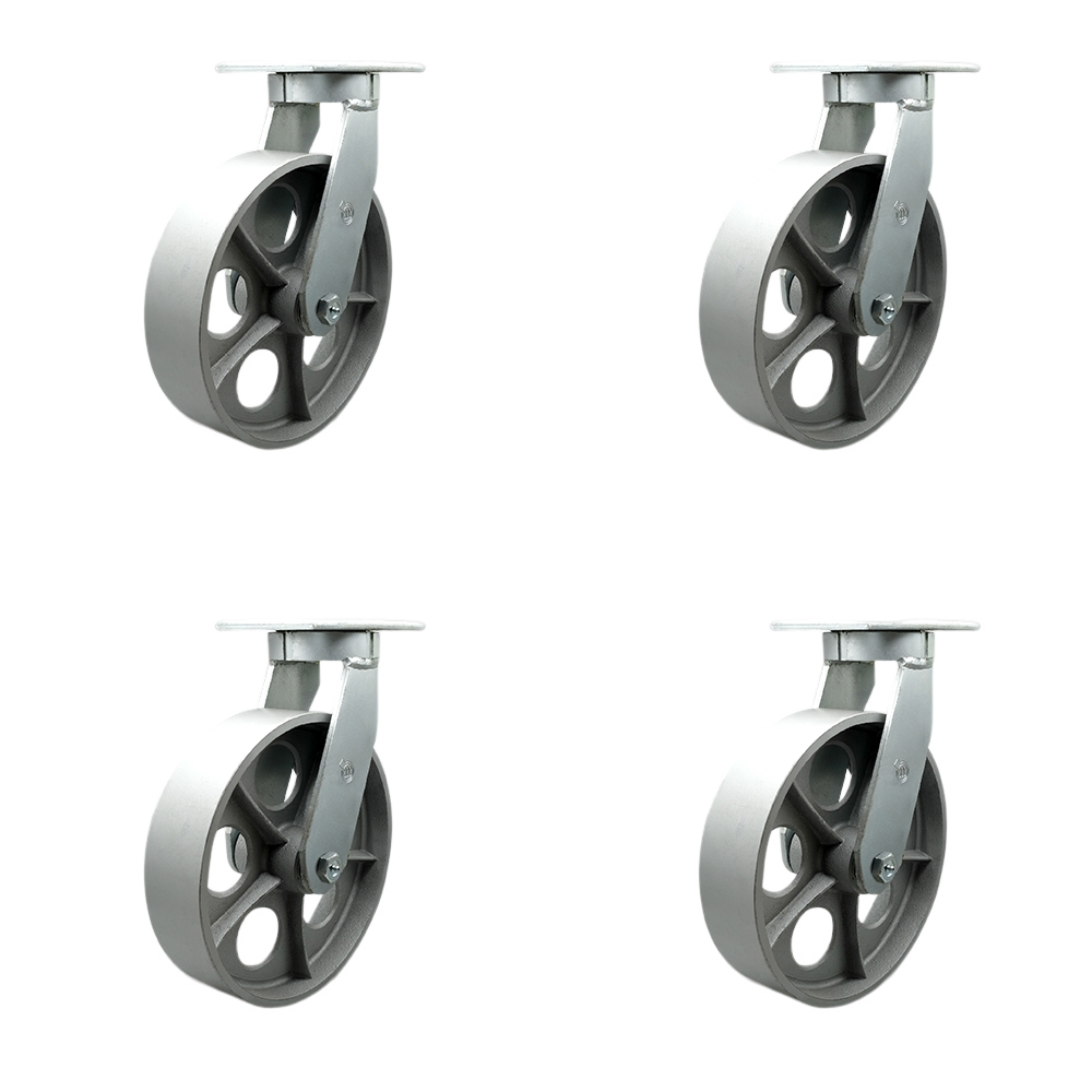 10 Inch Swivel Top Plate Caster Set Extra Heavy Duty Casters with Semi Steel Cast Iron Wheels - Includes 4 Swivel with Bolt on Swivel Locks - Casters Set of 4 Heavy Duty - Service Caster Brand — photo 1