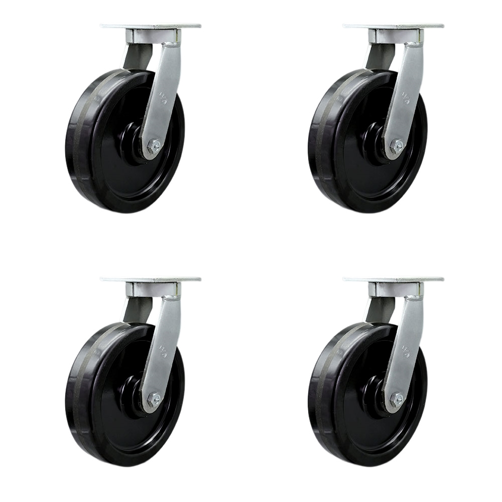 12 Inch Swivel Top Plate Caster Set Extra Heavy Duty Casters with Phenolic Wheels - Includes 4 Swivel with 2 Bolt on Swivel Locks - Casters Set of 4 Heavy Duty - Service Caster Brand — photo 1