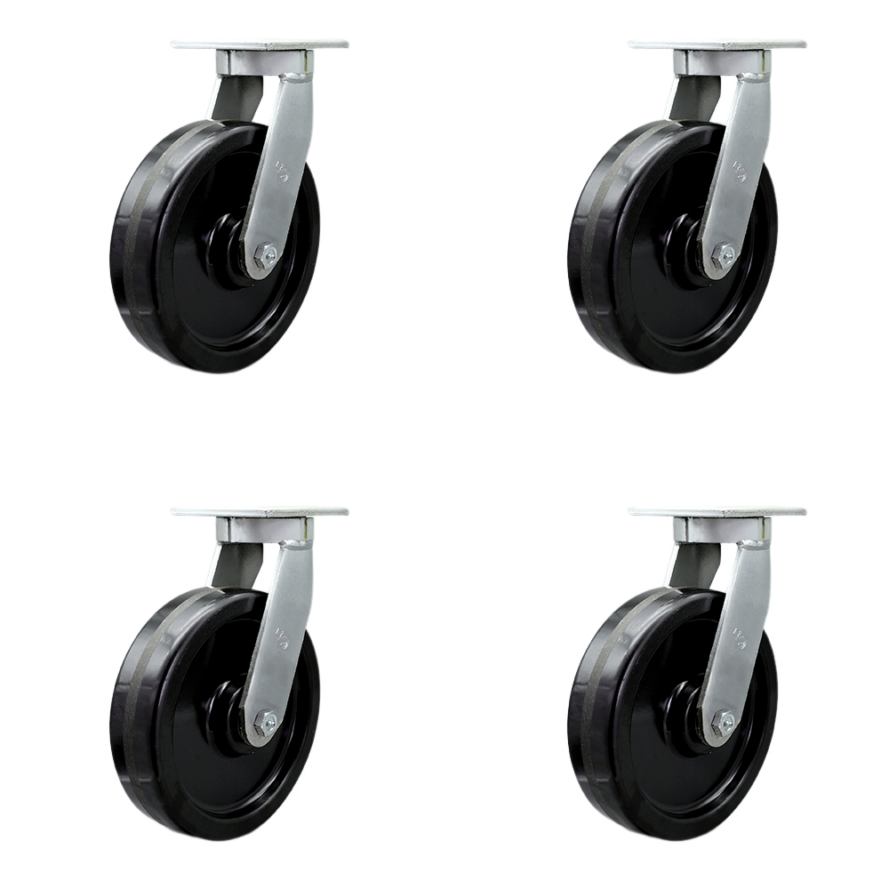 12 Inch Swivel Top Plate Caster Set Extra Heavy Duty Casters with Phenolic Wheels - Includes 4 Swivel with Bolt on Swivel Locks - Casters Set of 4 Heavy Duty - Service Caster Brand — photo 1