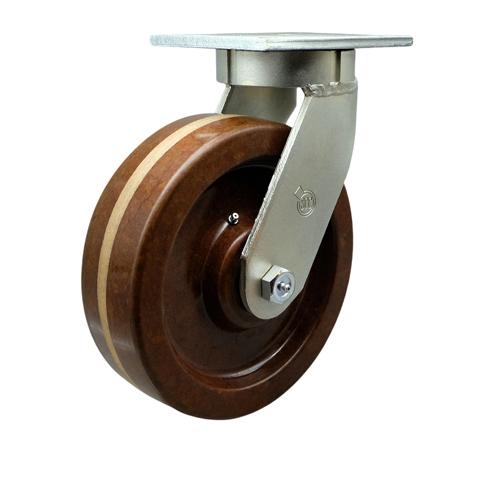 12 Inch Swivel Top Plate Extra Heavy Duty Caster with High Temperature Phenolic Wheel and Bolt on Swivel Lock-Heavy Duty Caster Wheel-Industrial Caster-3,500 lbs. Capacity/Caster- Service Caster Brand — photo 1