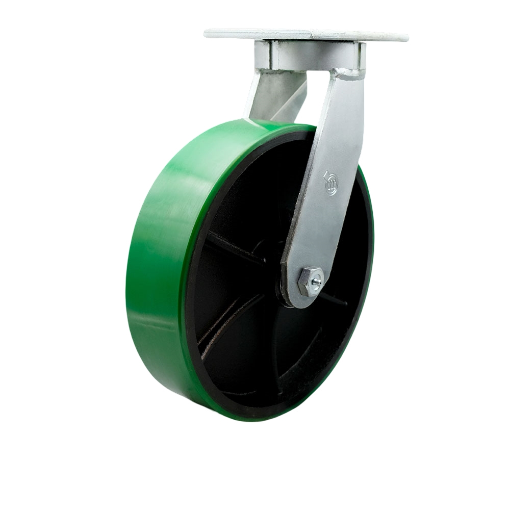 12 Inch Swivel Top Plate Extra Heavy Duty Caster with Green Polyurethane on Cast Iron Wheel - Heavy Duty Caster Wheel - Industrial Caster - 3,500 lbs. Capacity/Caster - Service Caster Brand — photo 1