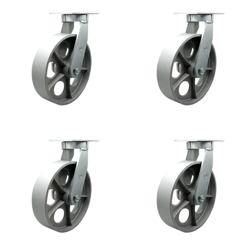 12 Inch Swivel Top Plate Caster Set Extra Heavy Duty Casters with Semi Steel Cast Iron Wheels - Includes 4 Swivel - Casters Set of 4 Heavy Duty - 14,000 lbs. Total Capacity - Service Caster Brand — photo 1