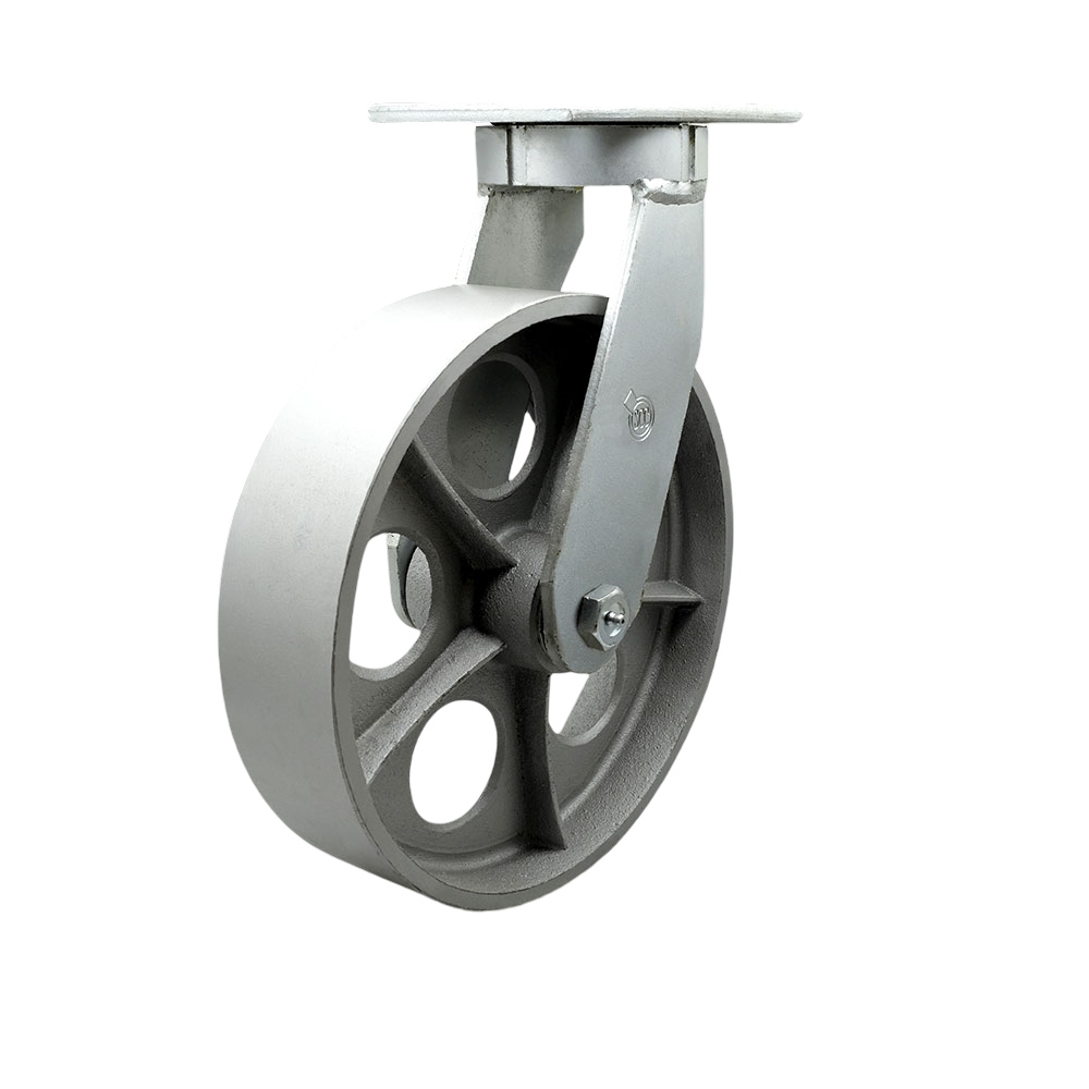 Extra Heavy Duty Kingpinless 12” x 3” Semi Steel Cast Iron Swivel Caster with Bolt on Swivel Lock for Cranes, Gantries, Hoists, and Winches – 2,500 lbs Per Caster - Service Caster Brand — photo 1