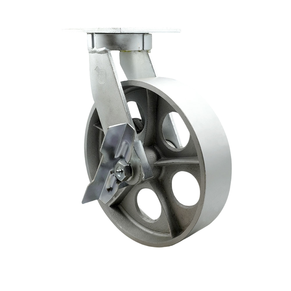 12 Inch Swivel Top Plate Extra Heavy Duty Caster with Semi Steel Cast Iron Wheel and Side Lock Brake - Heavy Duty Caster Wheel - Industrial Caster - 3,500 lbs. Capacity/Caster - Service Caster Brand — photo 1