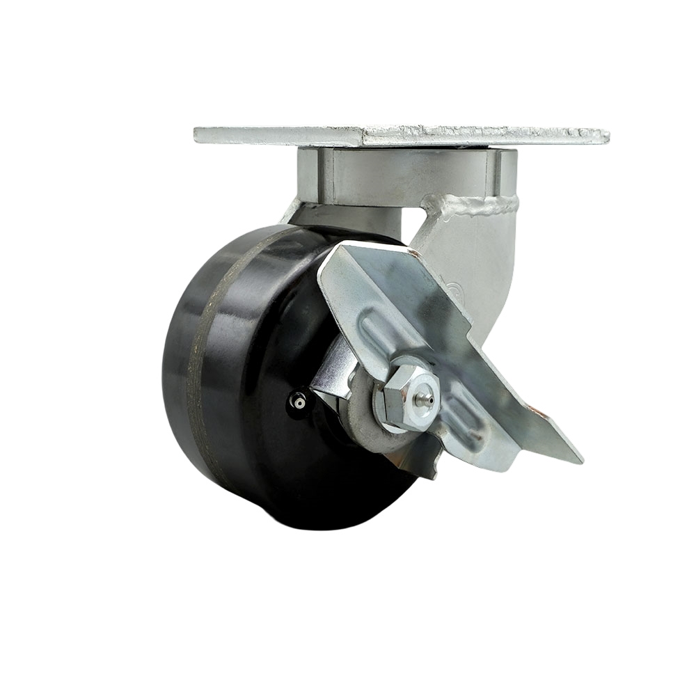 6 Inch Swivel Top Plate Extra Heavy Duty Caster with Phenolic Wheel and Side Lock Brake - Heavy Duty Caster Wheel - Industrial Caster - 2,000 lbs. Capacity/Caster - Service Caster Brand — photo 1
